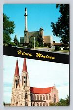 Helena MT-Montana, St Helena's Cathedral, Civic Center, Vintage Postcard picture