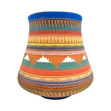 Native American Pottery Vase Navajo Handmade Indian Home Decor Michael Charlie picture