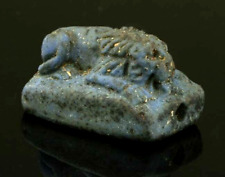 Ancient beads & amulets: genuine ancient Egyptian faience lion amulet - bead picture