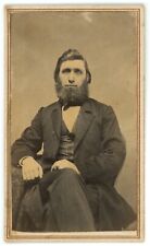 CIRCA 1860'S CDV Featuring Interesting Looking man With Full Chin Beard in Suit picture