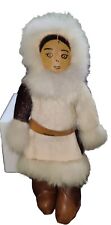 Alaska Eskimo Doll Handmade Folk Art Leather Fur Rustic 9