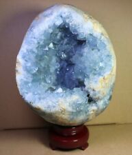 19.34lb Natural Gorgeous Blue Celestite Egg Geode Quartz Crystal Reiki Healing picture