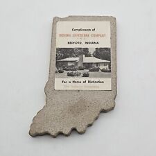 Vintage Indiana Limestone Company Advertising State Shape Paperweight Bedford IN picture