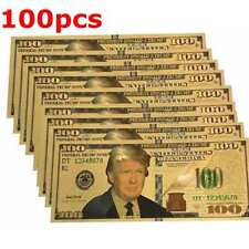 100Pcs President Donald Trump Colorized $100 Dollar Bill Gold Foil Banknote US picture