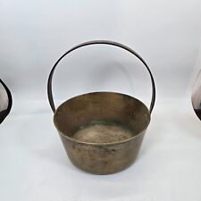 Antique Heavy thick Brass bucket with hand forged iron handle picture