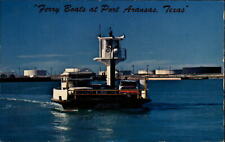 Port Aransas Texas auto passenger ferry boat unused vintage postcard picture
