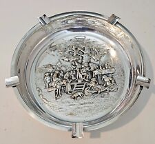 Large Stunning Hammered Silver Plated Cigar Ash Tray Medieval Medicine Scene picture
