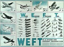 Wing Engine Fuselage Tail - WEFT Aircraft Recognition - 1942 World War II Magnet picture
