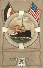 Steamship Ship Patriotic Flags Kaiser Wilhelm Der Grosse Norddeutscher Lloyd PC picture