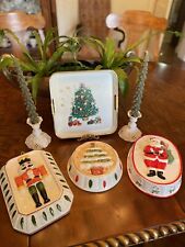 Set Of 3 Vintage Christmas Ceramic Hanging Molds, Santa Claus, Nutcracker, Tree picture