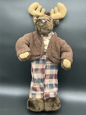 Vintage 22” Tall Moose Dressed In Gentleman Clothing. Wood And Wire Stuffed. picture