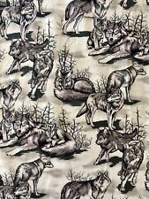 Vintage Hi-Fashion Wolves and Pups Fabric 2 Yards x 42