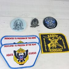 Vintage ABATE of Kansas Motorcycle 6pc LOT Embroidered Patches & Buttons Pin Set picture