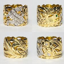 City Jewelry Hawaii 14K Gold .27ctw Diamond S Letter Bird Plum Sz 9.5 Ring 15.3g picture