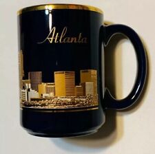 VINTAGE Atlanta Skyline Mug 22K by Culver Deep Blue Coffee Cup Great Condition picture