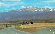 Postcard Pikes Peak Colorado Colorado Springs  Denver Highway Air Force Academy picture