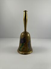 *Vintage* Solid Brass Enamel Purple Flowers Bell- Made in India picture