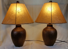 PAIR of FAUX BRONZE HAMMERED URN LAMPS 24