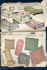 Vtg MCCALL'S Pattern 911 & 6464 Smocked Pillows And Ruffled Bedspread Cut 1960-2 picture