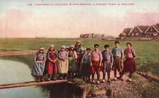 Vintage Postcard 1910's Fishermen's Children Eiland-Marken Fishing Town Holland picture