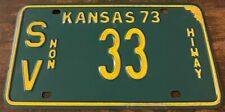 1973 Kansas License Plate SV 33 Hiway Stevens County Good Number Highway picture