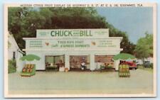 KISSIMMEE, Florida FL ~ Roadside CHUCK and BILL's FRUIT STAND 1940s-50s Postcard picture