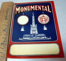 Vintage Original Label, 1930 Monumental broom label, Great graphics & Colors picture