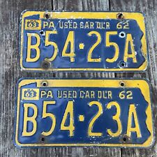 Pair of 1962 Pennsylvania Dealer License Plates PA  B5423A picture