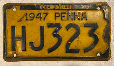 VINTAGE ORIGINAL 1947 PENNSYLVANIA LICENSE PLATE  See My Other Plates picture