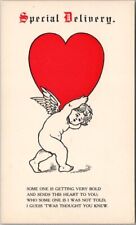 c910s VALENTINE'S DAY Postcard Cupid with Big Heart 