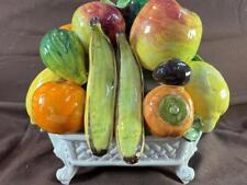 Vintage Made in Italy Italian Pottery Majolica Faience Fruit Stack Basket Fruits picture