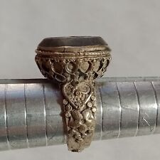 BEAUTIFUL POST MEDIEVAL ISLAMIC OLD SILVER OTTOMANS SEAL RING BLACK STONE picture