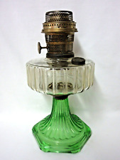ALADDIN MODEL B CLEAR W/GREEN BASE CORINTHIAN OIL LAMP picture