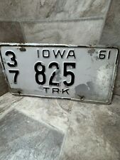 Vintage 1937 Iowa TRK License Plate White Black, Distressed With Patina, See Pic picture