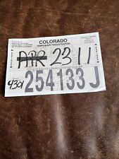 Vintage 2012 Colorado TEMPORARY License Plate paper TAG # 254133 J picture