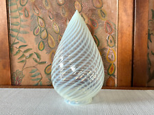 Antique American Handblown Opalescent Swirl Glass Pendant Lamp Shade picture