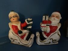 Lefton Santa & Mrs. Claus Sleigh Salt & Pepper Shakers  figures RedTag Vintage picture