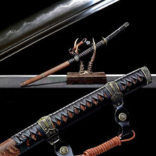 Tachi Clay Tempered Damascus Folded Steel Japanese Samurai Katana Sword Rosewood picture