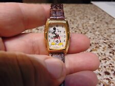 VTG SEIKO MICKEY MOUSE WRISTWATCH 2K01-5019 WITH BRAIDED LEATHER BAND - UNTESTED picture