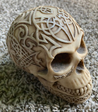Tribal Skull Paper Weight Statue Celtic Design Skeleton Parts picture