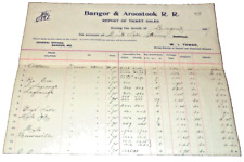 AUGUST 1897 BANGOR & AROOSTOOCK RAILROAD REPORT OF TICKET SALES picture