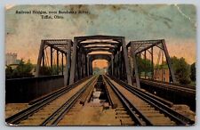 Vintage Postcard- Railroad Bridges over Sandusky River, TIffin, OH picture