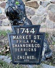 Antique Cast Iron Sign Philadelphia Derricks & Engines  picture