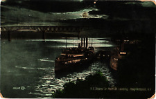 SS Albany at Main Street Landing Night Poughkeepsie NY Divided Postcard c1912 picture