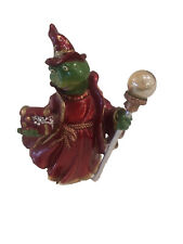 A Vintage & Unique  Resin Whimsical Wizard Frog Figurines 4” picture