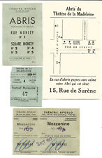 1942 Paris. Ticket + Map of Apollo and La Madeleine Theatre shelters. picture