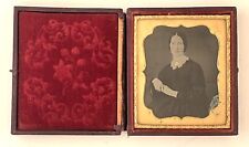 Daguerreotype Woman Hand Painted Gold Necklace Cheeks Mourning 1/6th Case CQQL picture