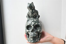 4.33LB Natural Unknown Quartz Crystal Hand Carving Frong Skull Reiki Healing picture