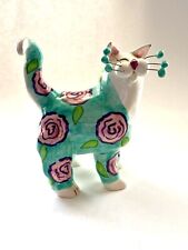 Vintage Amy Lacombe Teal Cat Green Pink Purple Swirl  Annaco 2001 Estate picture