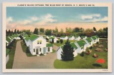 Ad Postcard Clarke's Deluxe Cottages Hwys 5 & 20 Geneva NY UNP Linen picture